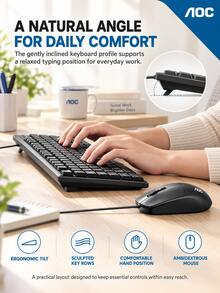AOC KM151 Keyboard And Mouse Combo Wired Full-Size Office Keyboard Splash-Resistant Plug And Play Computer Keyboard - View 5