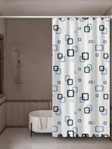 A Stylish Small Square PEVA Shower Curtain, Waterproof, For Bathroom Use, Hooks Included. - Multicolor - View 1