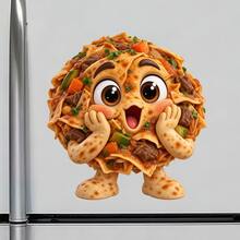 Surprised Spiced Beef And Flatbread Fridge Magnet, A Middle Eastern Supper Story For Family Kitchen Moments For All Metal Surfaces Throughout The Home - A - View 2