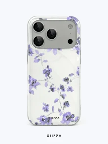 GIIPPA 1pc Small Floral Pattern Design Phone 17 Pro Max Phone Case, Compatible With Phone 16 Pro Max, 15 Pro Max, 14 Pro Max, Korean Style High-End Fashion Fun Phone Case, Compatible With 11/12/13/14/15/16 Pro Max Plus, Elegant Design Suitable For Men And Women, Perfect Gift For Girlfriend On Christmas, Valentine's Day, Easter, Wedding Season And Birthday! - Purple - View 1