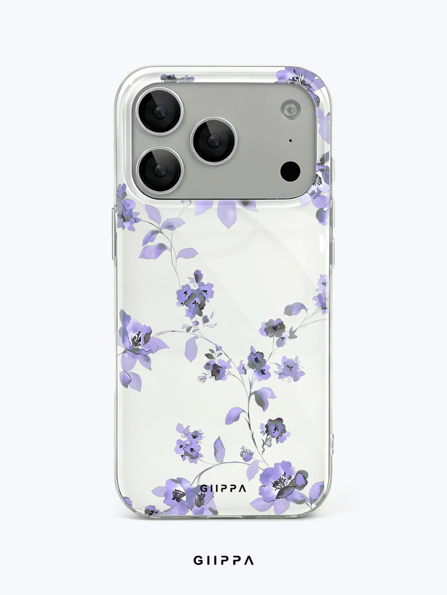 GIIPPA 1pc Small Floral Pattern Design Phone 17 Pro Max Phone Case, Compatible With Phone 16 Pro Max, 15 Pro Max, 14 Pro Max, Korean Style High-End Fashion Fun Phone Case, Compatible With 11/12/13/14/15/16 Pro Max Plus, Elegant Design Suitable For Men And Women, Perfect Gift For Girlfriend On Christmas, Valentine's Day, Easter, Wedding Season And Birthday! - Purple - View 1