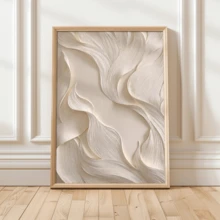 1pc Beige Abstract 2D Relief Wall Art, Modern Minimalist Home Decor, Suitable For Living Room Bedroom, Wall Art Canvas (Optional Frame) - A - View 6