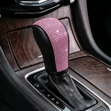 Sparkling Rhinestone Car Gear Shift Cover, Bling Full Crystal Automatic Transmission Universal Gear Knob Protector, PU Leather Automatic Transmission Universal, Women's Fashion Car Interior Decoration - Multicolor - View 3