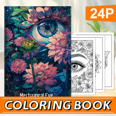 Mechanical Eye Cozy & Artful Adult Coloring Book, Bold And Easy Large Print Illustrations, 120g Thick Paper, Single Sided Pages, Stress Relief Creative Doodle Book, Fantasy Flower And Eye Theme, Ideal For Holiday Birthday Gift,Art Painting Stationery