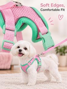 1pc Reflective Adjustable Dog Harness With Breathable Mesh, Thickened Top Handle, Double D-Rings And Quick-Release Buckle, Suitable For Small, Medium And Large Dogs, Pet Vest, Pet Harness And Leash Set, Decorative Pet Clothing - Multicolor - View 6