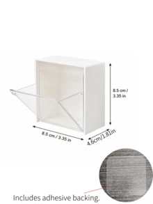 1/2/4 buah Kotak Penyimpanan Transparan dengan Tutup Flip yang Dipasang di Dinding, Cocok untuk Cotton Bud, Cotton Pad, Jepit Rambut, dll., Ideal untuk Penggunaan di Rumah, Asrama, dan Kantor - MultiWarna - View 9