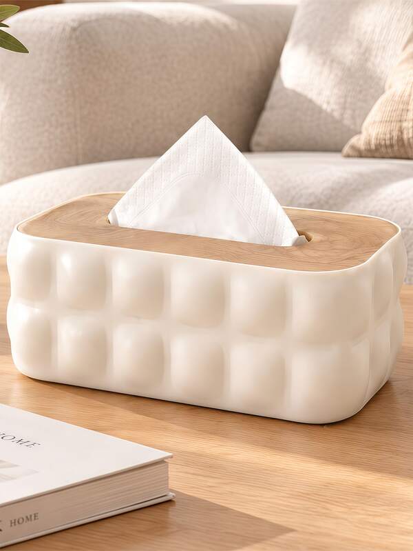 Minimalist INS Style Highly Attractive Tissue Box, Versatile Decor For Living Room Coffee Table. Paired With Wood Grain Lid, Large Capacity With Multiple Color Options, Easily Elevate Desktop Sophistication. Living Room Coffee Table, Desktop