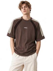 Adidas Men's Casual Comfortable Short Sleeve T-Shirt, Versatile For Summer - Brown - View 1