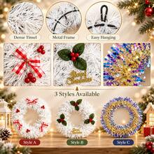 Festive Christmas Wreath Ornament, Decorative Hanging Ring For Door, Entryway, Fireplace And Party - 1PC - View 5