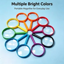Colorful Handheld Magnifying Glass, Plastic Round Magnifier With Handle, Science Observation Tool For Nature Observation, Reading, Crafts, Multi-Color Gadget, Holiday Halloween Christmas Back To School Vacation Gift, Practical Tool For Teens And Adults, Seasonal Christmas Stocking Stuffer, Winter Celebration Choice - Multicolor - View 2