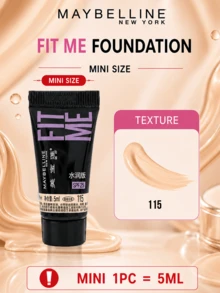 Maybelline Hydrating Sunscreen Foundation 115, Travel Size 5ml, Full Size 30ml, Long-Lasting Moisturizing, Quick Application, Natural Look, Suitable For Dry Skin - Maybelline Fitme Foundation, Hydrating Version 115 - View 14