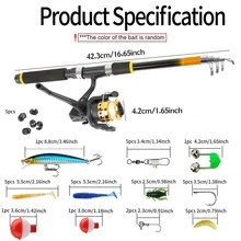 1 Sets / Telescopic Lure & Surf Rod Combo Full Kit Collapsible Carbon Pole Reel Lures Beginner Christmas Gift - Multicolor - View 5