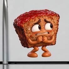 Shy Meatloaf Fridge Magnet, A Home Cooked Supper Story For Cozy Family Kitchen Gatherings For All Metal Surfaces Throughout The Home - A - View 2