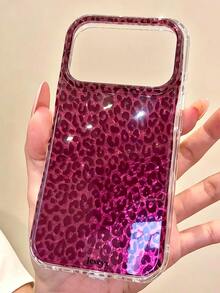 奢華秋季棕色豹紋亮片冰感手機殼，適用於 iPhone 18 Pro Max 18 Pro 17 Pro Max 17 Pro 17 16 Pro Max 16 Pro 16 15 Pro Max 15 Pro 15 14 Pro Max 14 Pro 14 13 Pro Max 13 Pro 13 12 Pro Max 12 Pro 12 11，時尚防震防摔手機殼 - 玫紅色小豹紋 - 查看 4