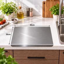 Large Stainless Steel Cutting Board With Rim, Kneading Mat, Metal Cutting Board, Suitable For Meat, Fruit, Vegetables, Bread, Baking - Multicolor - View 11