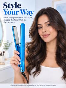 Blue Flat Iron Hair Straightener And Hair Curling Iron For Hair, Hair Curler For Hair And Hair Curlers, Curling Hair Tool And Hair Tools For Styling, Hair Salon Equipment And Hairstylist Essentials, Hair Curl And Curls For Curly Styles And Hair Care - Royal Blue - View 8
