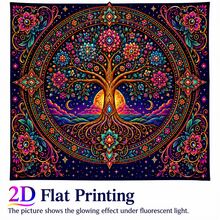 2D Flat Pattern, 1pc, Tree Of Life Tapestry, Vintage Mandala Design, Tree Of Life, Sun, Moon, Flowers, Starry Sky Pattern, Glows Under Fluorescent Light, Suitable For Wall Decor, Hanging, Bedroom Backdrop Or Party Decoration - Multicolor - View 4