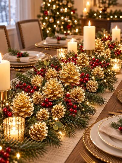 15/30 piezas de piñas doradas, decoración de piñas artificiales doradas realistas, piñas de árbol de Navidad realistas, adecuadas para manualidades DIY, coronas navideñas, decoración del hogar y fiestas