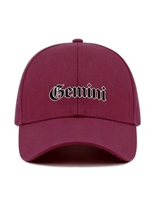 1pc 12 Zodiac Signs Baseball Cap, Retro Gothic Letter Print Red Dad Hat,Adjustable Unisex Casual Hat, Ideal Festival Party Daily Accessory ‑Lover Gift - Burgundy - View 16