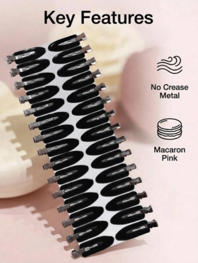30pcs/60pcs Pink No-Crease Hair Clips, Metal No-Mark Sectioning Clips ...