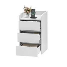 Yitahome Bedside Table With 3 Drawers, Nightstand End Table, Water-Resistant Storage Side Table, 35x40x59cm - White - View 8
