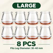 Silicone Chair Leg Caps With Felt Lining, Non-Slip, Noise-Reducing, 8pcs/16pcs/24pcs Optional Sizes, Transparent Silicone Material, Floor Protector. Suitable For Kitchen, Bedroom, Living Room - Transparent and Light Brown - View 9