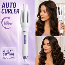 25mm Automatic Curling Iron, One-Touch Operation Dual-Directional Rotating Hair Curler, Fast Heating, 3 Temperature Settings, Anti-Scald Anti-Tangle Rotating Curling Wand, Dual Voltage Travel Hair Styling Tool For Women - Silver - View 12