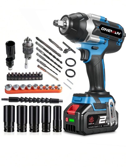 ONEVAN Chiave elettrica, cacciavite elettrico, avvitatore elettrico senza spazzole da 1/2 pollice, cacciavite a batteria, trapano elettrico