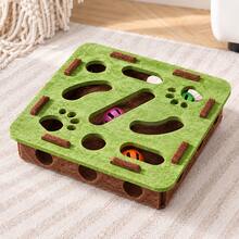 AOSHA Interactive Cat Puzzle Maze Toy With 3 Bell Balls, Felt Hunting & Pawing Enrichment Toy For Indoor Cats, Multi-Hole Boredom Relief Self-Play Toy For Kittens & Adult Cats - View 1