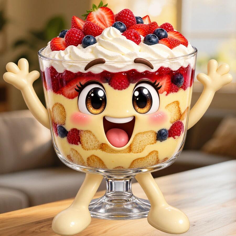 Cheerful Berry Trifle Fridge Magnet, A Layered Dessert Story For Joyful Family Kitchen Celebrations For All Metal Surfaces Throughout The Home - A - View 1
