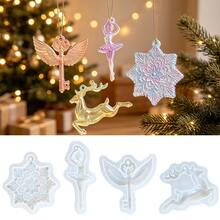 Christmas DIY Silicone Molds 4 Designs - Deer, Snowflake, Ballerina, Wings, Suitable For Wax Melting, Decorative Tags, Keychains - A - View 2