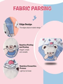 3pcs Baby Leak-Proof Training Pants, Cute Bear Cow Cat Print, Washable Diaper-Free Training Underwear - Multicolor - View 6