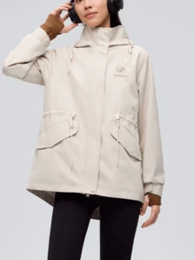 CAMEL CROWN Women's 3-In-1 Winter Jacket, With Fleece Liner, Waterproof Windproof Hooded Outdoor Coat, Detachable Fleece Jacket, Suitable For Hiking, Camping And Skiing - Light Khaki - View 3