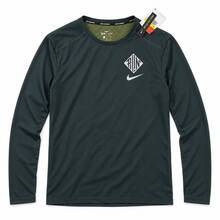 Kaos Lengan Panjang Nike Crew Neck Bergambar Cepat Kering, Hijau Tua, Pria - Hijau tua - View 12