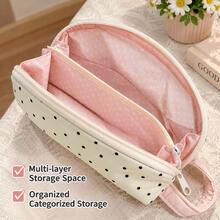 1PC Cute Multi-Layer Stationery Storage Box, Waterproof Material, Gentle Polka Dot Design, Suitable For Students, High-Aesthetic Pencil Case For Girls, High-Aesthetic Rating Stationery Box, Large Capacity Pencil Case For Students, Pen Storage Box, Back To School Gift Bag. - Pencil Case - View 8