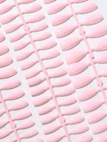 150片杏色裸粉色穿戴甲，短款經典款，含1片果凍膠與1片指甲锉，可拆卸重複使用，適合日常、工作與DIY使用 - 彩色 - 查看 2