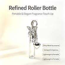 8ml Roller Perfume Bottle, Portable Refillable Glass Essential Oil Bottle With Silver Butterfly Heart Key Chain Pendant, Mini Roll Container For Women's Travel, Pocket Size Perfume Sample Container For Daily Makeup And Outdoor Carrying - Multicolor - View 2