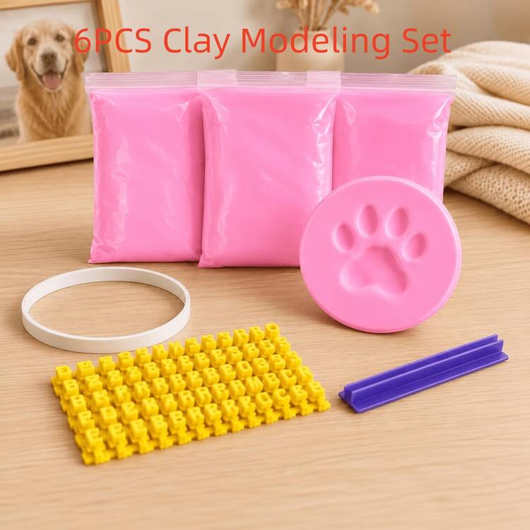 6pcs Clay Modeling Kit Pet Cat Dog Paw Print Clay Set With Letter Molds - Complete DIY Home Pet Keepsake Set - 6pcs - View 11