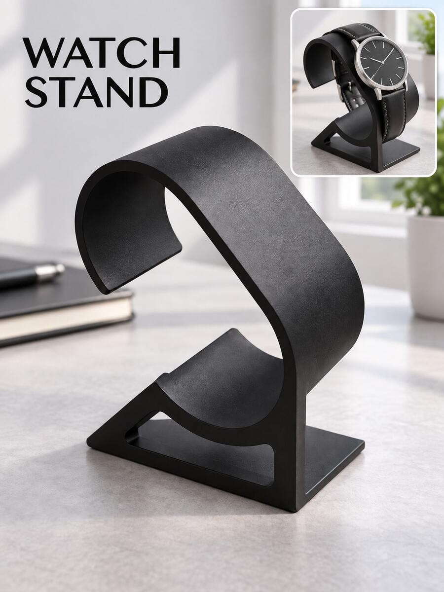 Curved Watch Display Stand, C-Shaped Single Watch Holder & Watch Cradle, Minimalist Desktop Tabletop Wristwatch Organizer, Retail Countertop Display Rack For Bedroom Dresser, Vanity, Watch Collection & Photography Prop, Black Or White, Halloween Gift - Multicolor - View 1