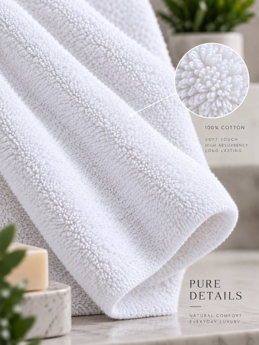 Premium Cotton Hotel Towel Collection - White - View 1
