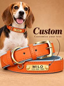 Personalized PU Leather Dog Collar, Ideal Gift For Pets, Family, Friends And Pet Lovers, Pet Collar, Christmas Gift, Dog Mom Gift - Red - View 7