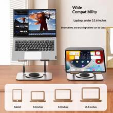 Lenovo W3 360° Rotatable Foldable Laptop And Tablet Stand, Stepless Height Adjustment With Free Suspension, Hollow Heat Dissipation Silicone Non-Slip Desktop Support - View 2