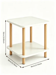 2-Tier Wooden Side Table - Sofa End Table / Coffee Table / Nightstand, Natural Wood Legs, With Lower Storage Shelf, Large Storage Space, Easy To Assemble, Suitable For Living Room, Bedroom, Beside Sofa, For Placing Books, Cups And Decorations - Multiple Specifications - View 11