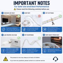 Motion Sensor LED Strip Lights, Warm White / Cool White Optional, Self-Adhesive Cuttable, USB & AAA Battery Powered(Batteries Not Included), Under Cabinet Closet Bedside Night Light - 2835 CT - View 5