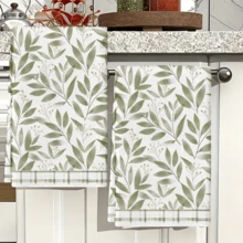 2pcs/Set, Country Style Kitchen Towels, Towel Set, Farmhouse Decor, Housewarming Gift, Absorbent Hand Towels, Kitchen Dish Towels, Kitchen Decorative Towels - White - View 2