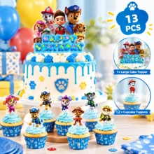 25pcs New Cartoon Paw Patrol Birthday Party Cake Toppers, Backdrop Banners, Paw Patrol Theme Party Decorations, Cake Decor Ornaments - Multicolor - View 6
