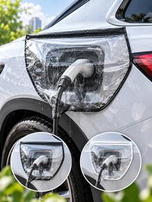 Electric Vehicle Charging Port Magnetic Rain Cover, Transparent Waterproof Charging Port Protector, Electric Vehicle Charging Cable Cover With Transparent Window And Reinforced Edges, Electric Vehicle Charging Plug And Interface Outdoor Weatherproof Cover - A - View 2
