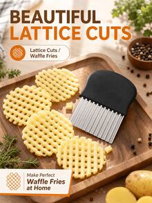SMEGGEMS 1pc Multi-Function Kitchen Knife, Patterned Blade, Potato Cutter, Wolf Tooth Potato Slicer, Wavy Potato Slicer, French Fries Cutter, Multi-Function Vegetable Slicer, Potato Slicer, Slicing Knife - View 8