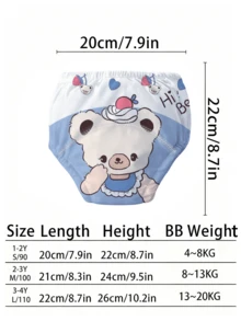 3pcs Baby Leak-Proof Training Pants, Cute Bear Cow Cat Print, Washable Diaper-Free Training Underwear - Multicolor - View 4