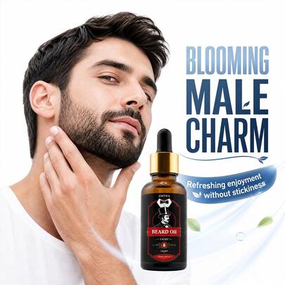 Men's Facial Beard Care Oil, 100% Natural Facial Care Oil, Multi-Effect All-In-One, Facial Hair Oil For Beard Maintenance, Moisturizing & Nourishing, Antioxidant, Suitable For All Skin Types